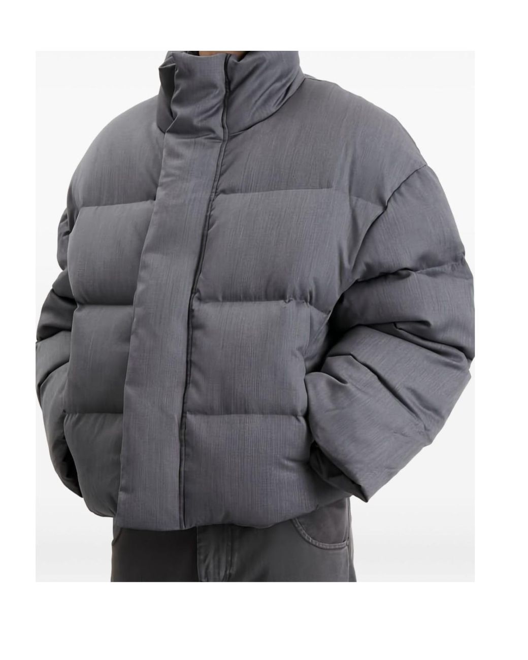 Entire studios Gray Stand Collar Down Jacket for men