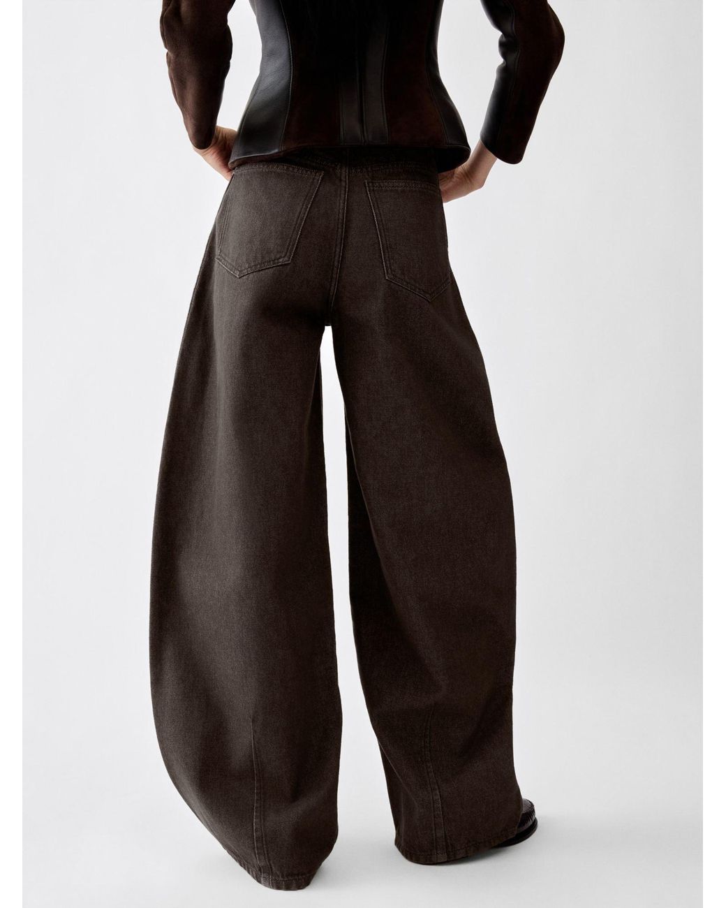 Jacquemus Brown Ovalo High-Rise Barrel-Leg Jeans