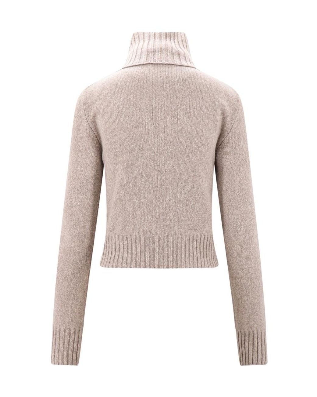 AMI White Ami High-Neck Knitted Jumper