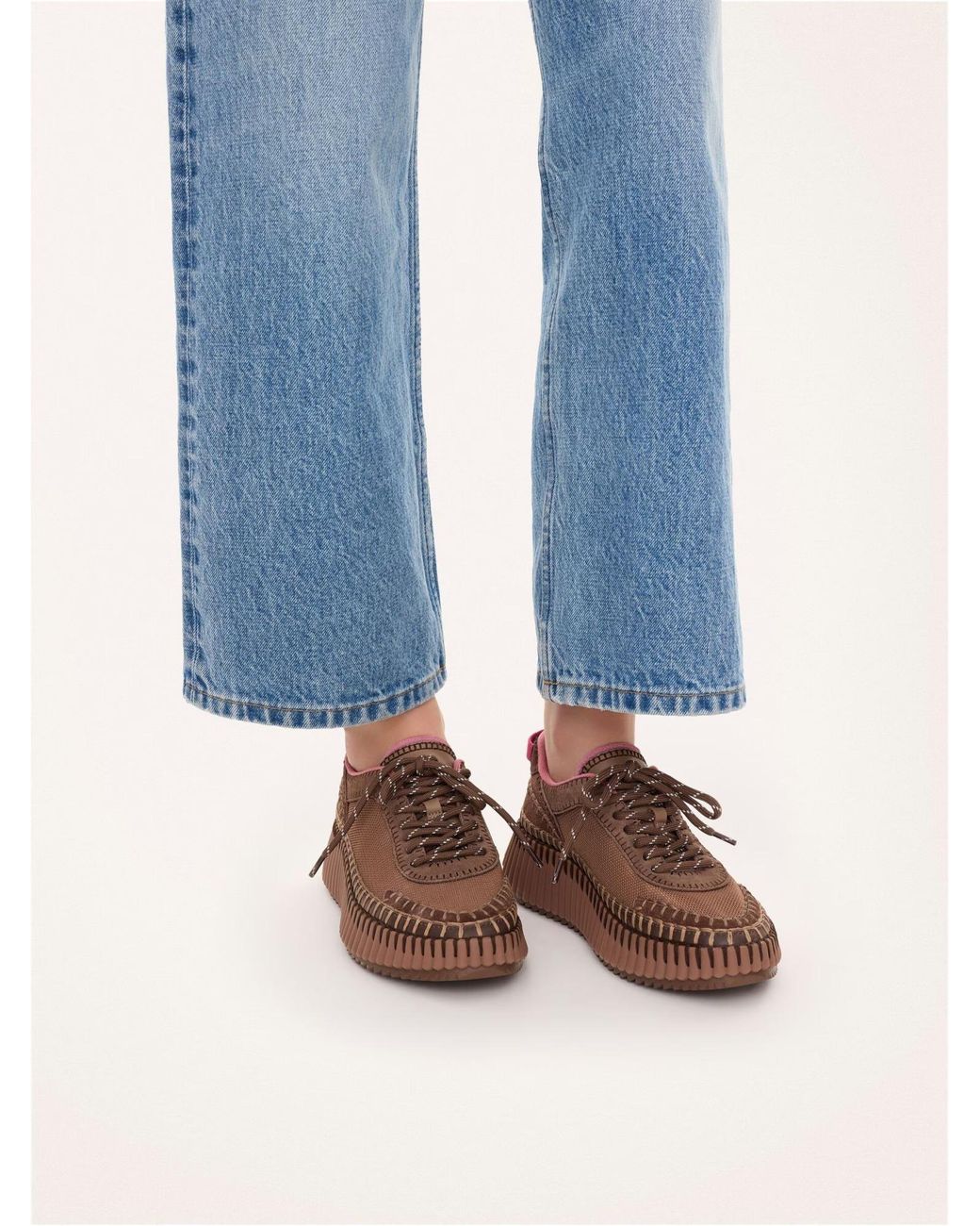 Chloé Brown Chloé Nama Platform Low-Top Sneakers