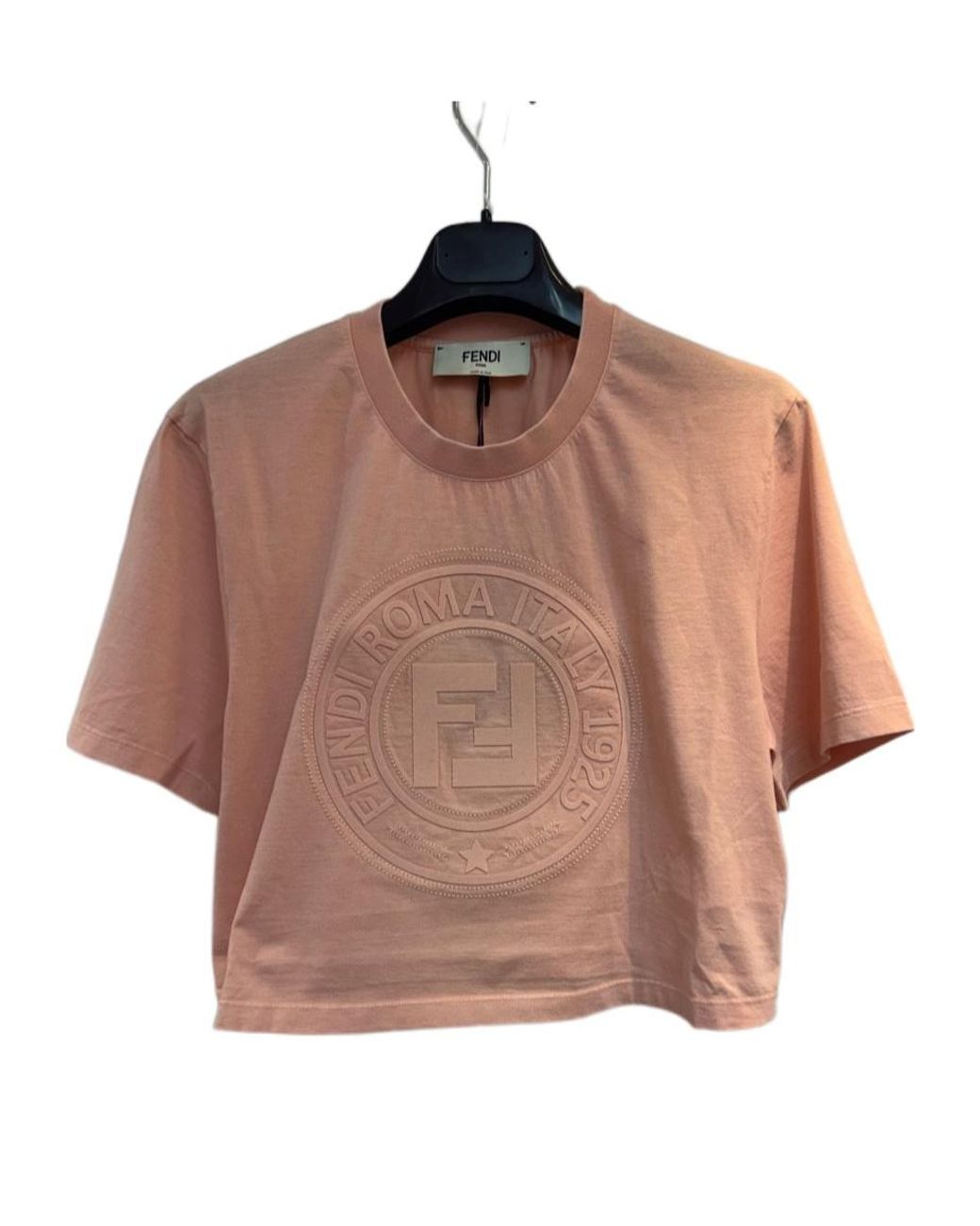 Fendi Pink Logo Detailed Cropped T-Shirt