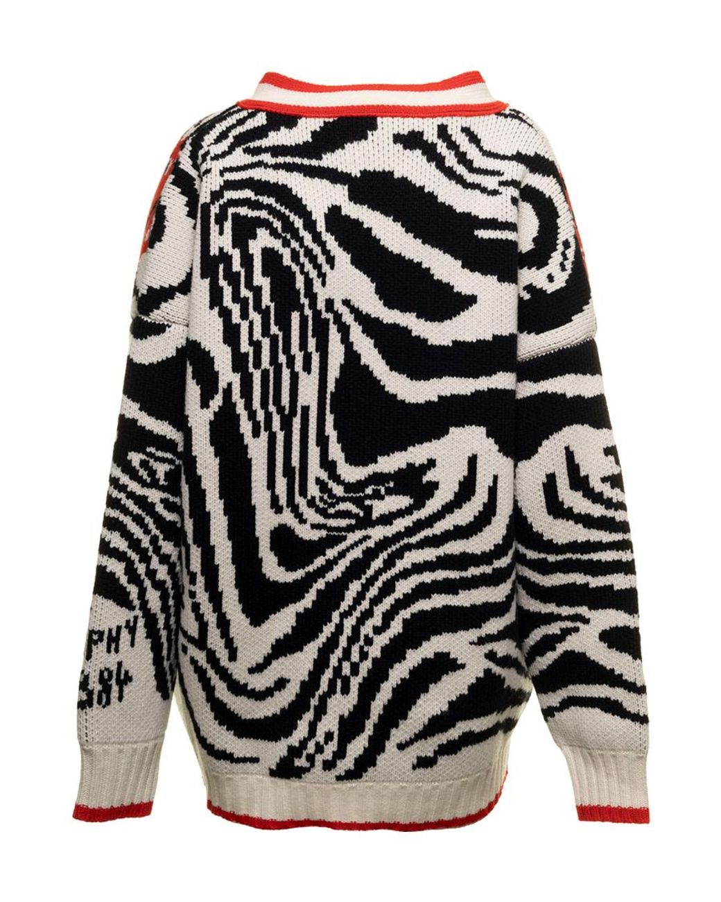 Philosophy Di Lorenzo Serafini Red Zebra-Pattern Virgin Wool Cardigan