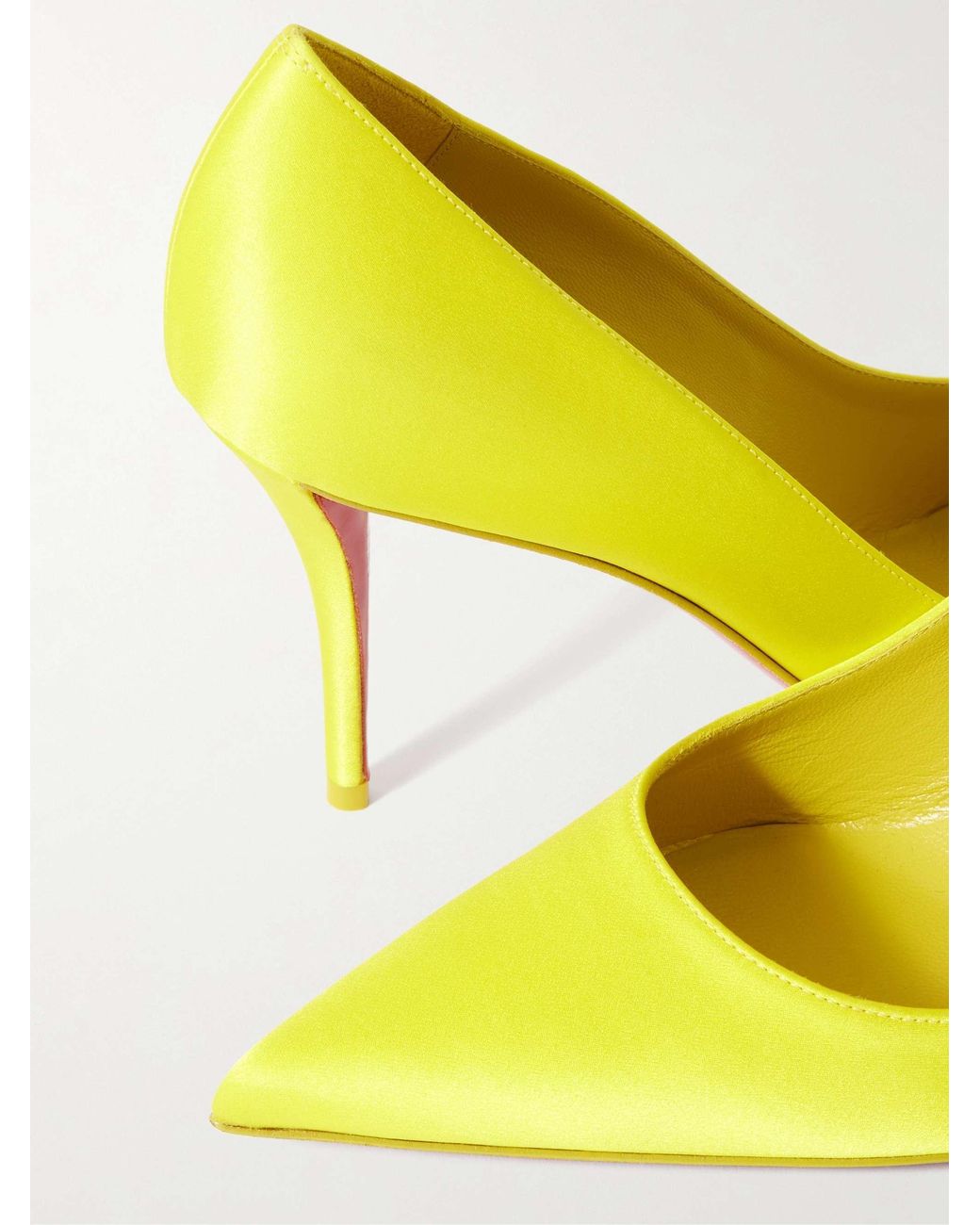 Christian Louboutin Yellow Apostropha 80 Satin Pumps