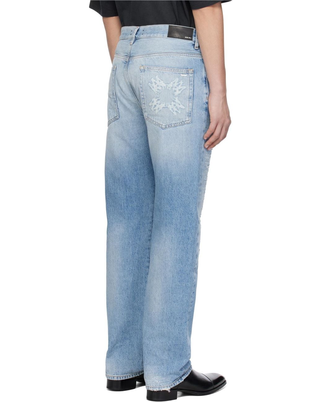 Amiri Blue Distressed Straight-Leg Jeans for men