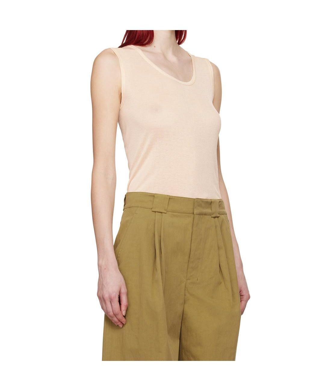 Lemaire White Semi-Sheer Ribbed Knitted Tank Top