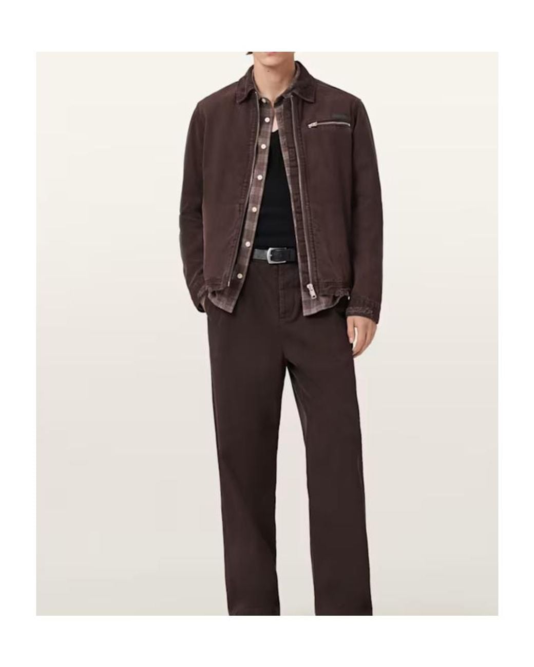 AllSaints Brown Rothwell Zip-Front Jacket for men