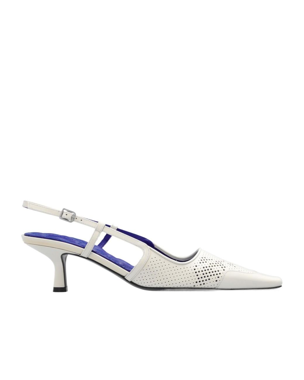 Burberry White Chisel Slingback Square-Toe Pumps