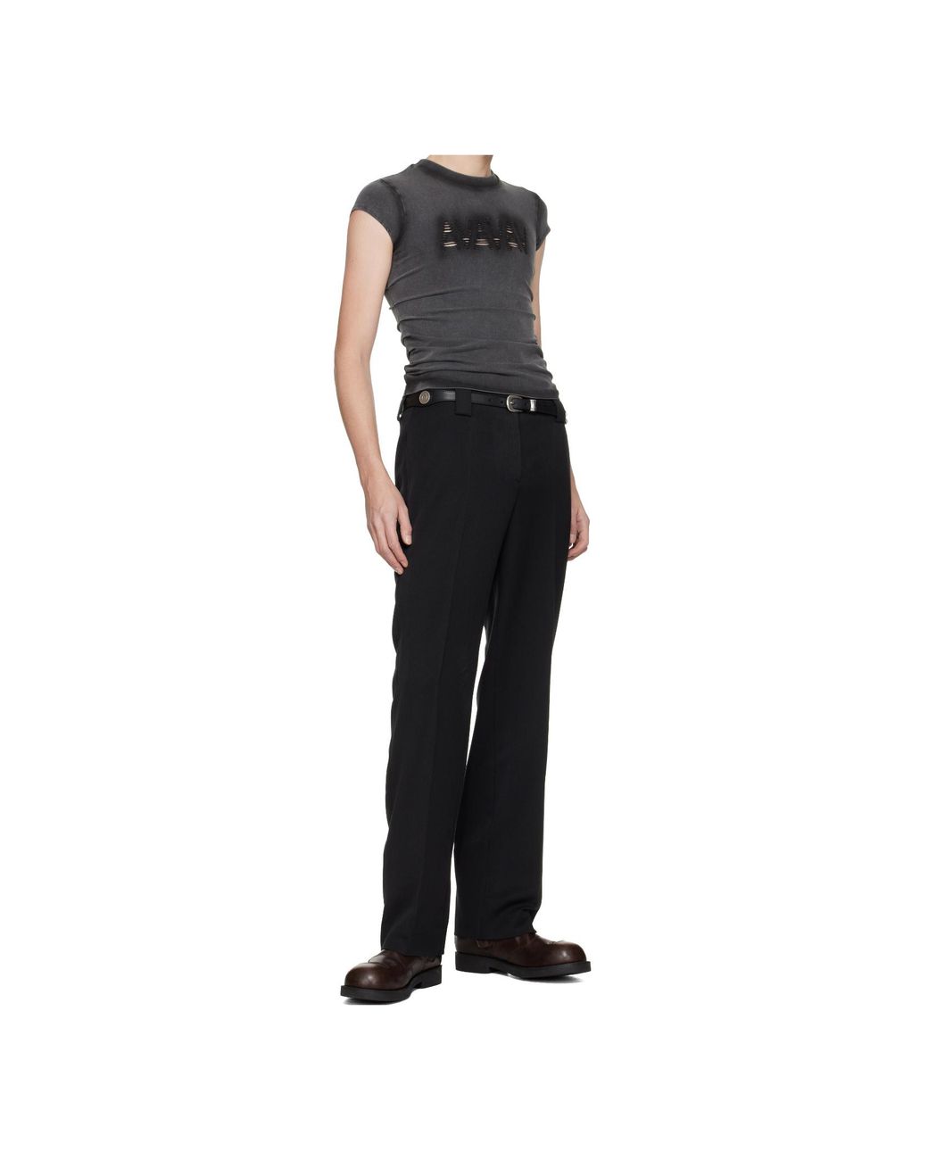 AVAVAV Black Cut-Out Logo Detailed T-Shirt for men