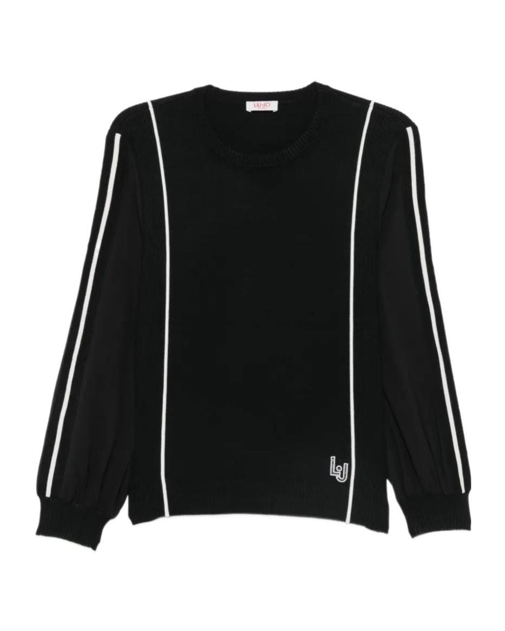 Liu Jo Black Color-Block Striped Sweatshirt