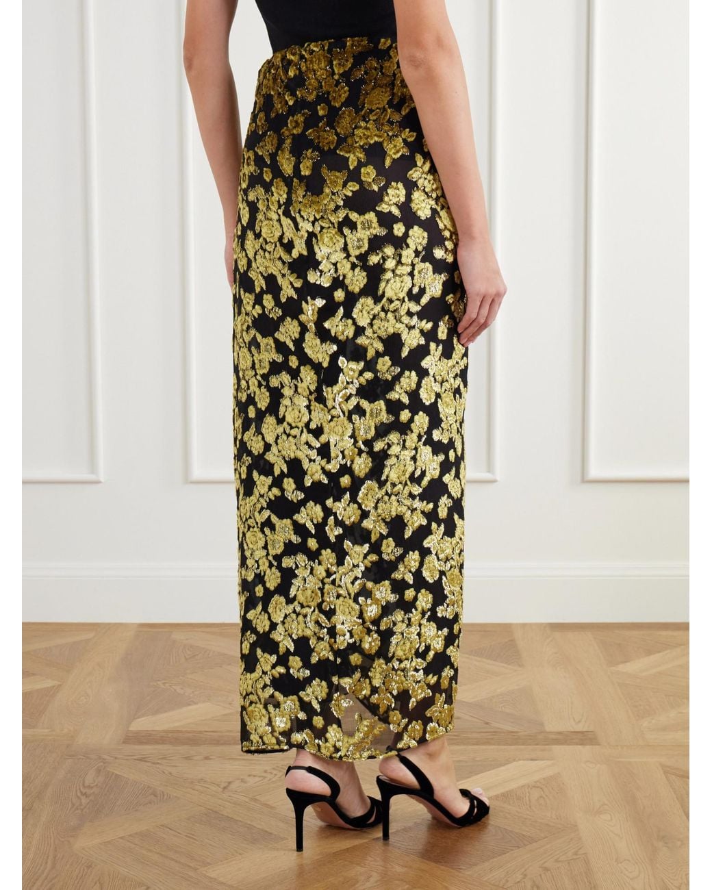 Balmain Metallic Draped Long Skirt