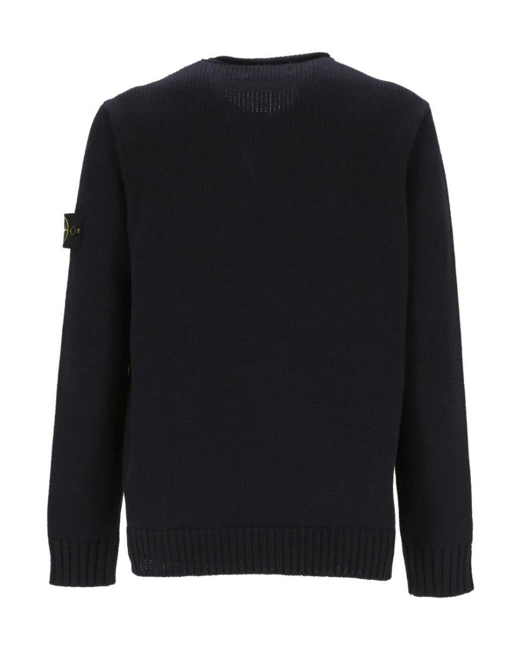 Stone Island Black Compass-Motif Crew Neck Sweatshirt for men