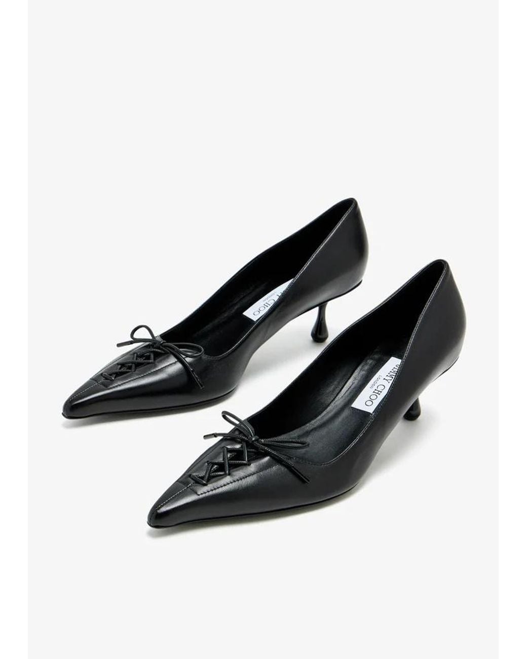 Jimmy Choo Black Scarlett Lace-Up Leather Heeled Pumps