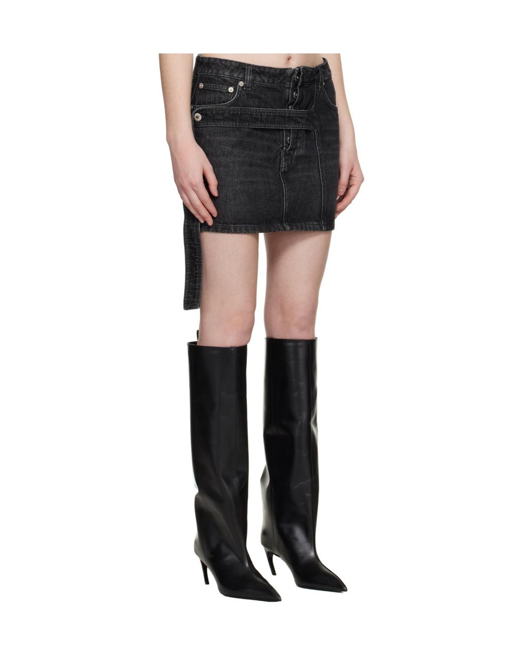 Jean Paul Gaultier Black Low Rise Denim Mini Skirt