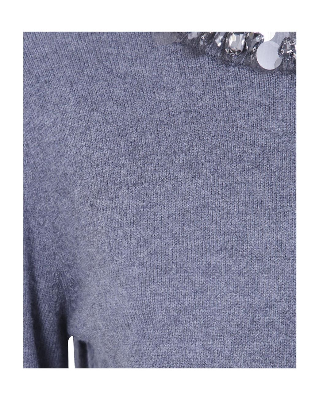 Seventy Blue Embellished Neck Jumper