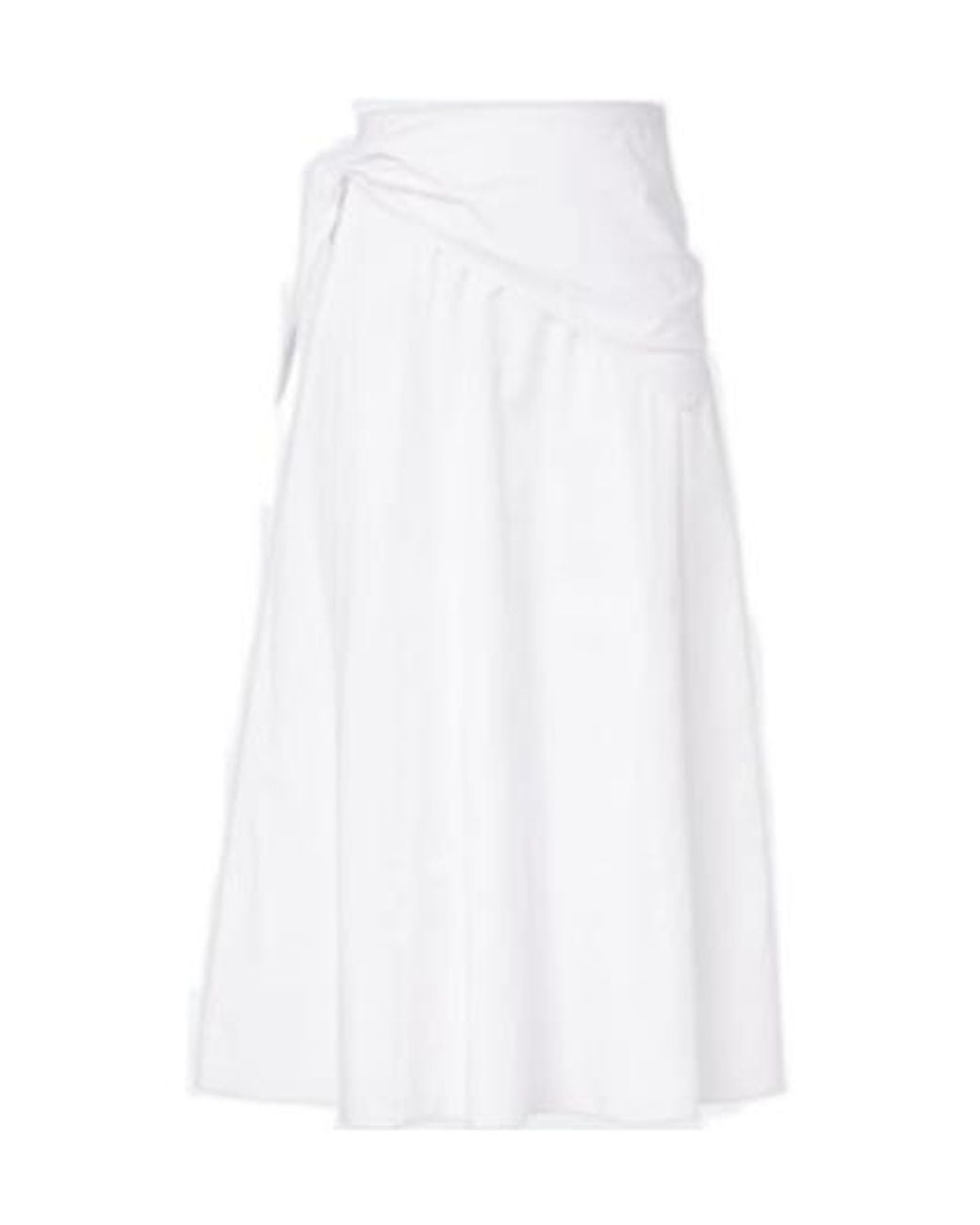 Vince White Cotton Poplin Midi Skirt