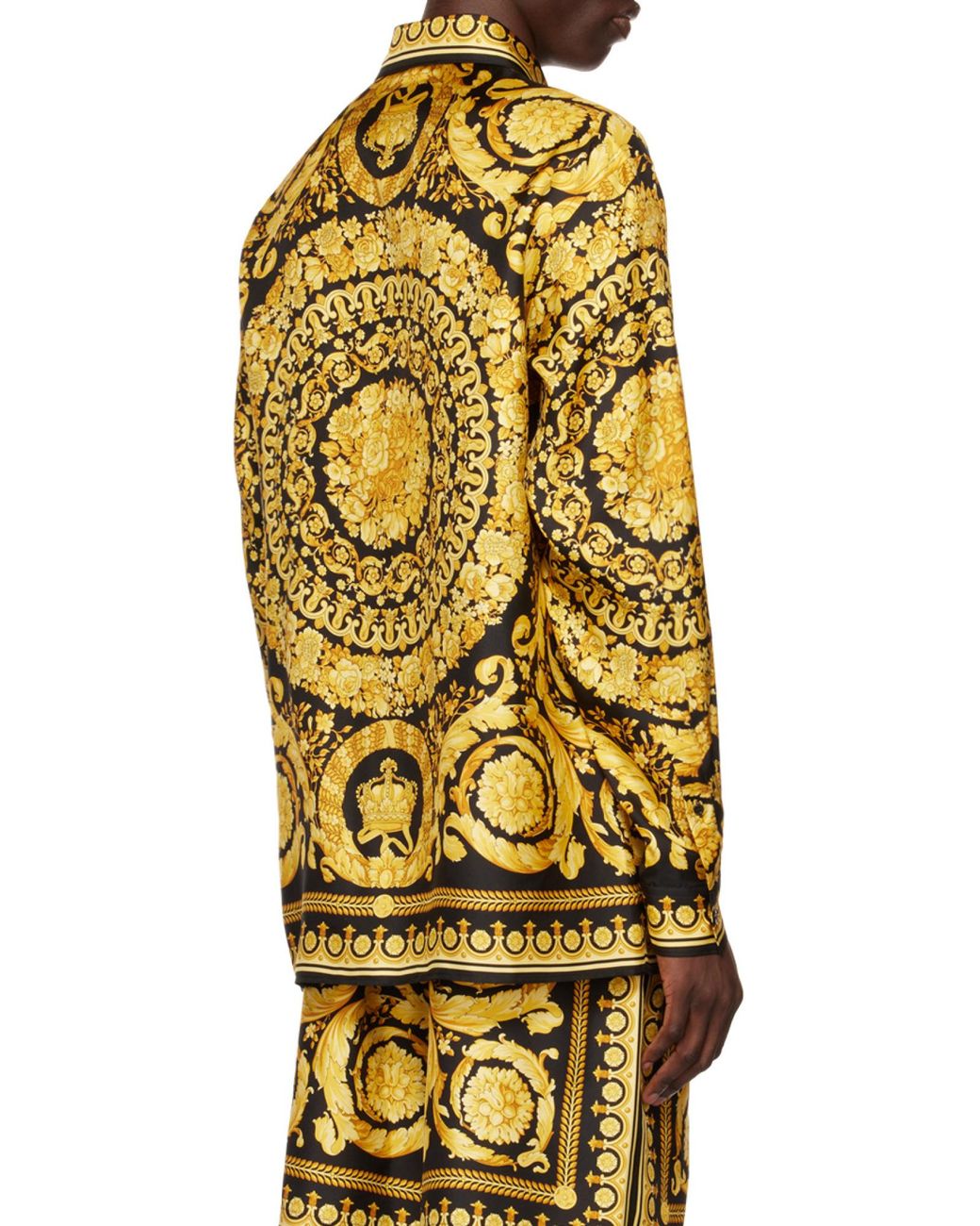 Versace Multicolor Printed Long-sleeve Silk Shirt for men