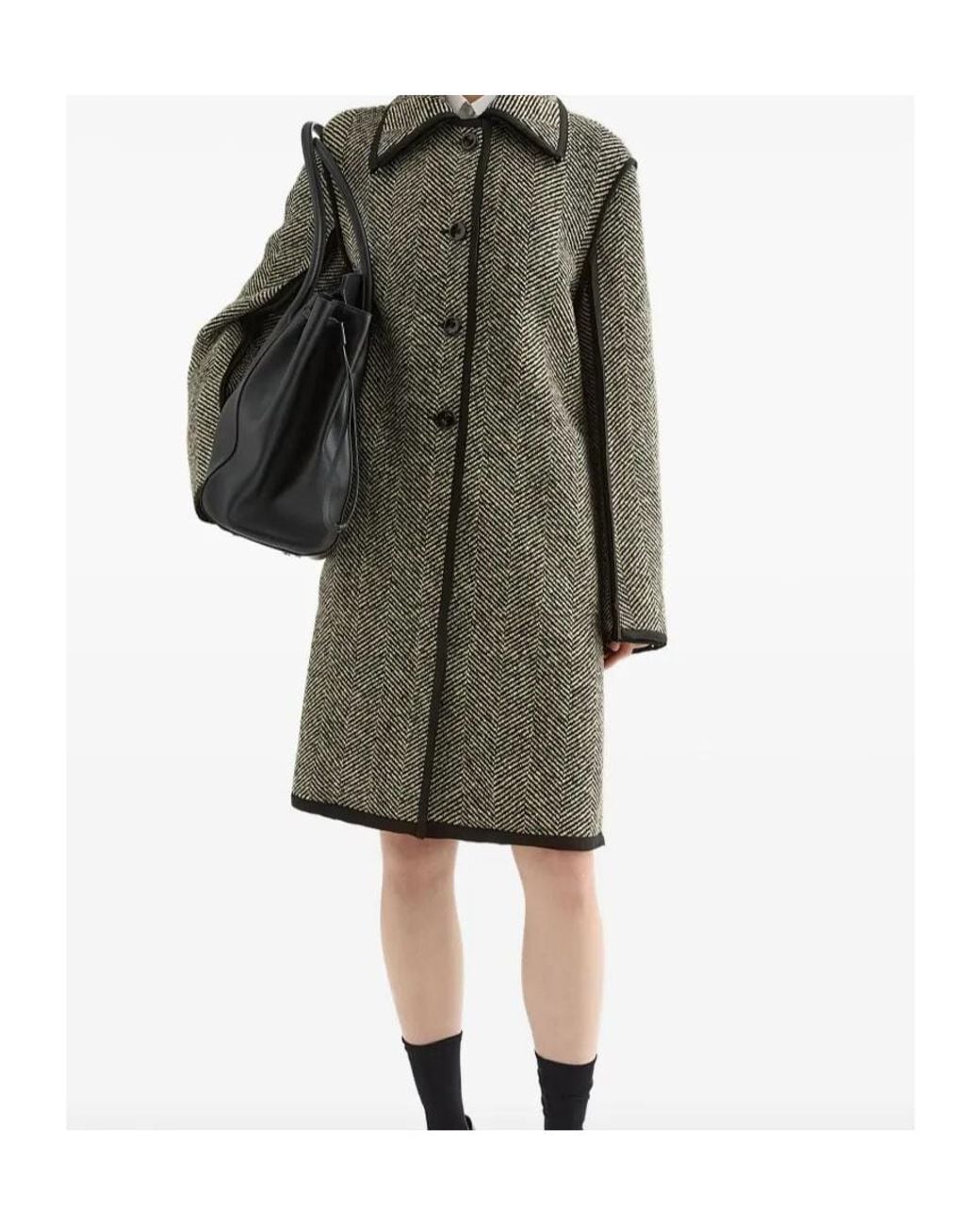 Jil Sander Green Tweed Coat