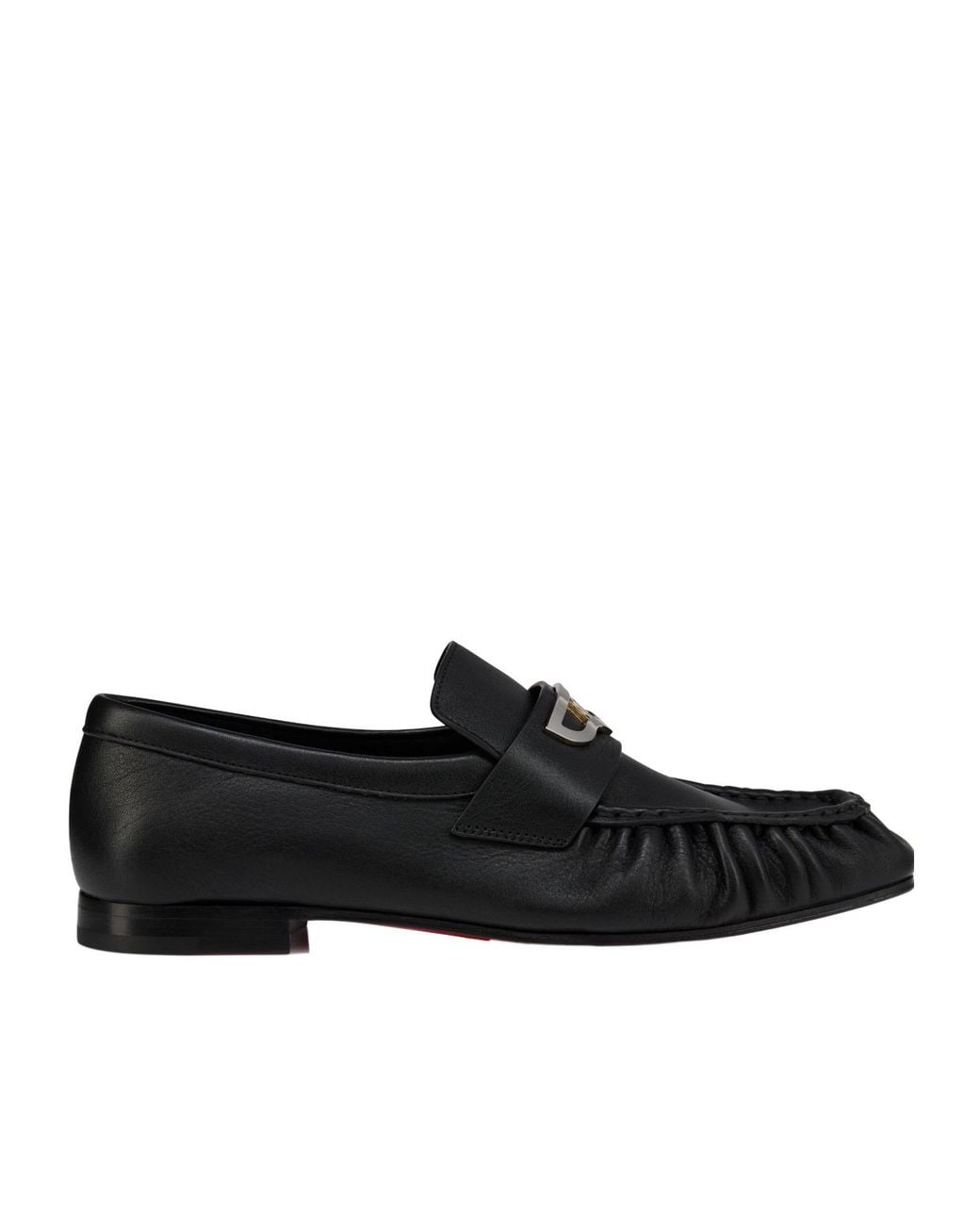 Christian Louboutin Black Ruched Loafers