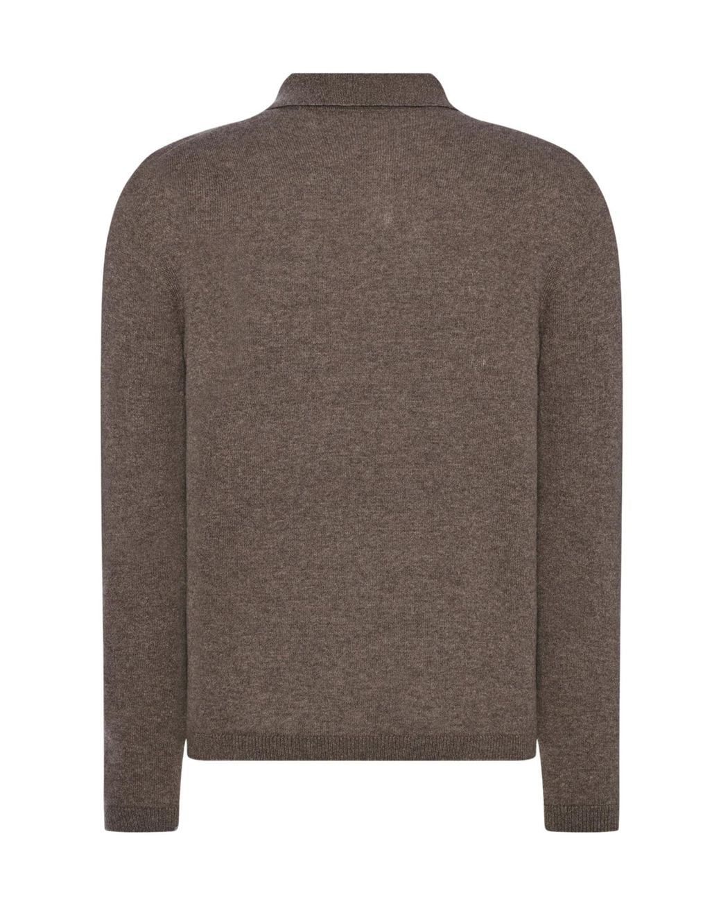 The Row Brown Long-Sleeved Polo Sweater for men
