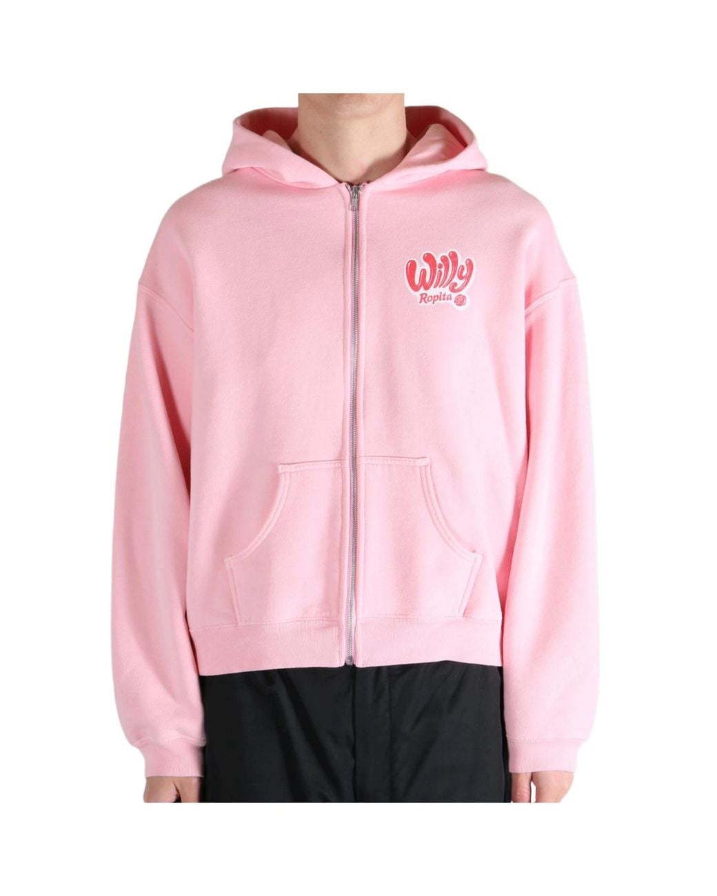Willy Chavarria Pink Zippered Hoodie for men