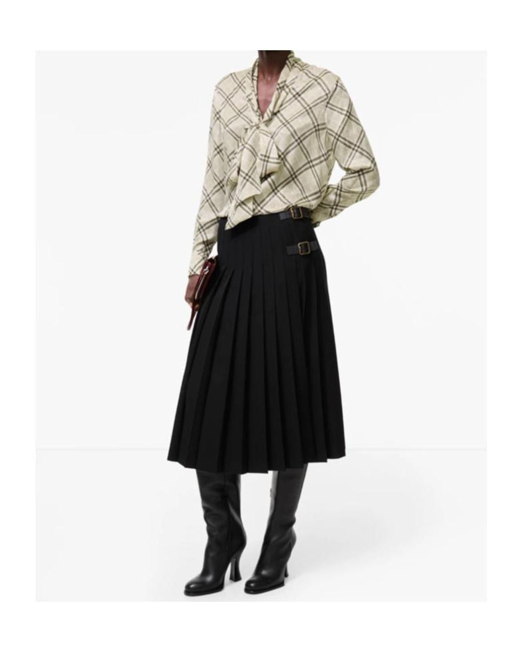 Burberry Black Wool Midi Kilt