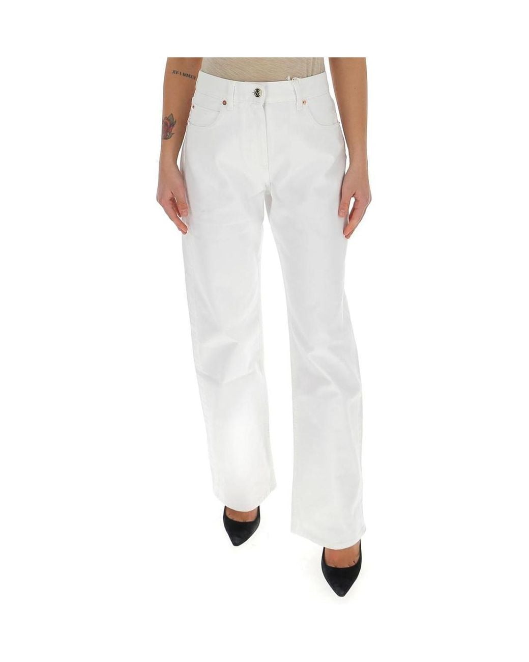Valentino White Mid-Rise Straight-Leg Jeans