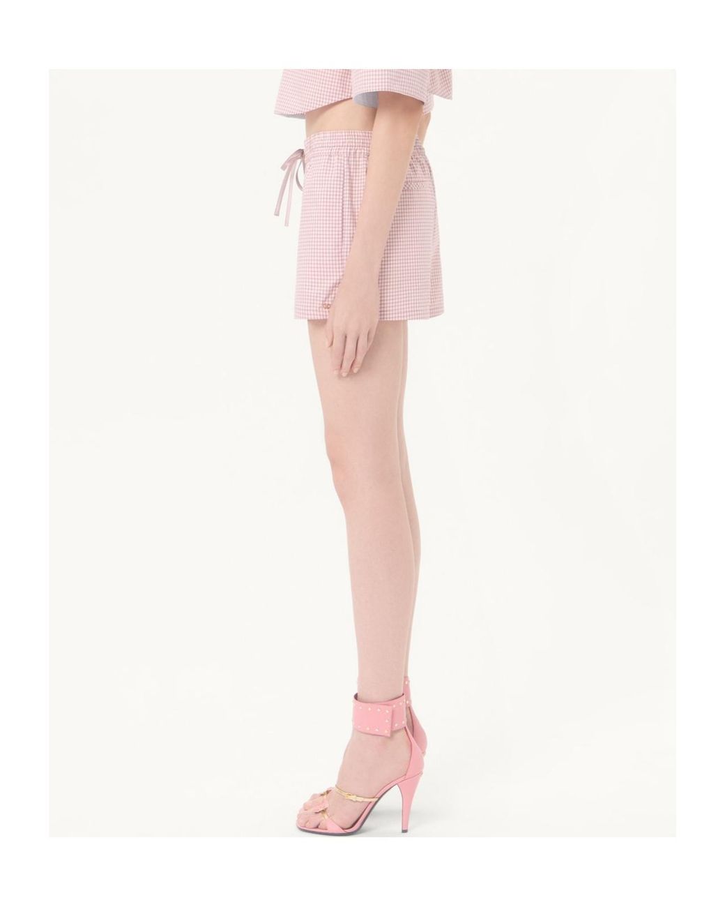 Valentino Pink Check Pattern Shorts