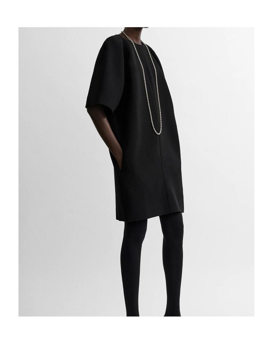 Totême Black Raglan-Sleeve Shift Mini Dress