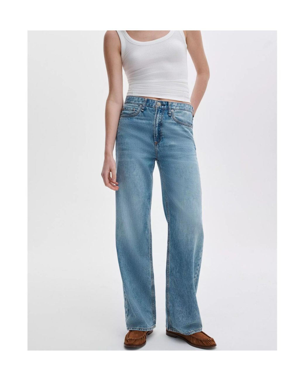 Rag & Bone Blue Featherweight Logan Wide-Leg Jeans