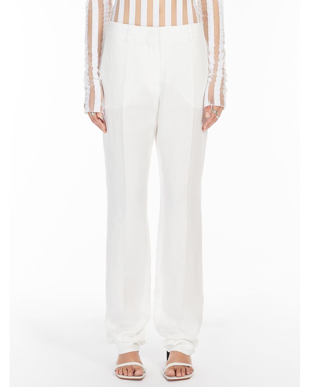 Sportmax White Raoul Straight Leg Trousers