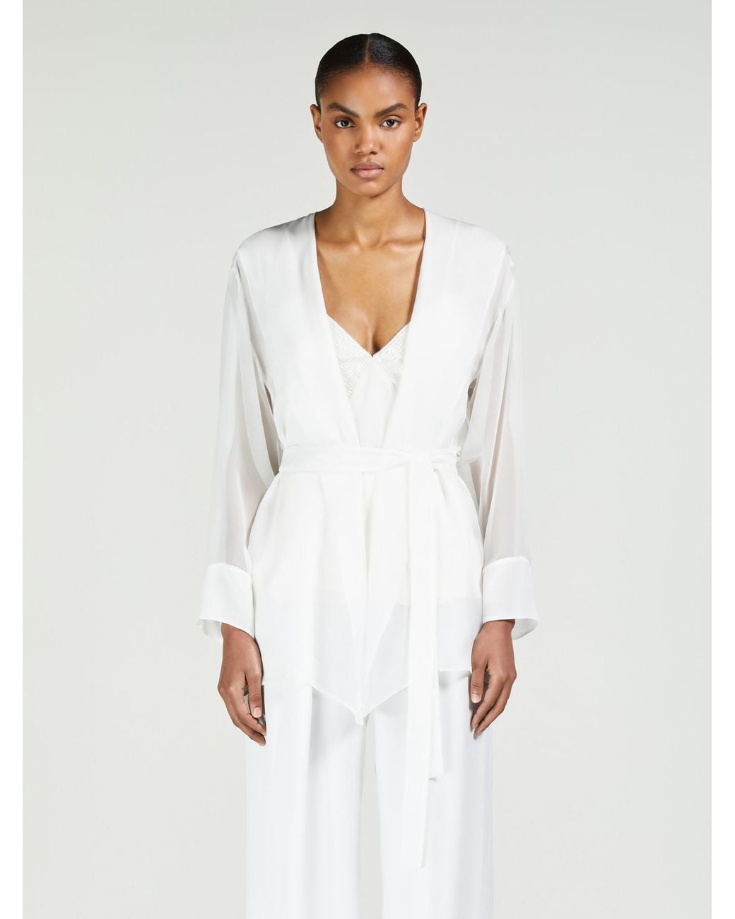 Max Mara White Hooded Chiffon Jacket