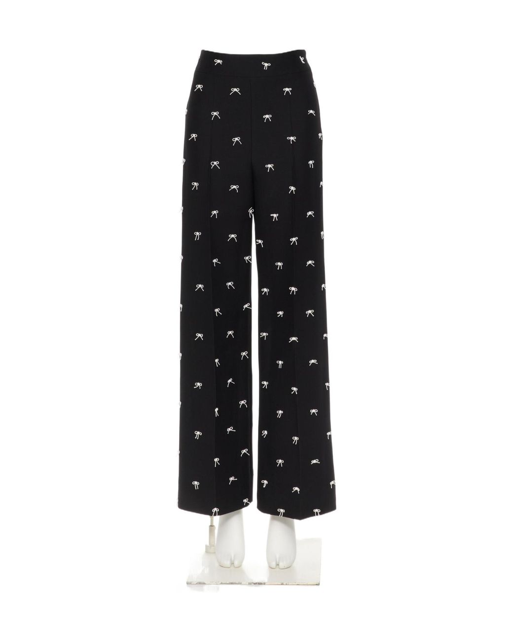 Valentino Black Embroidered Crepe Couture Trousers
