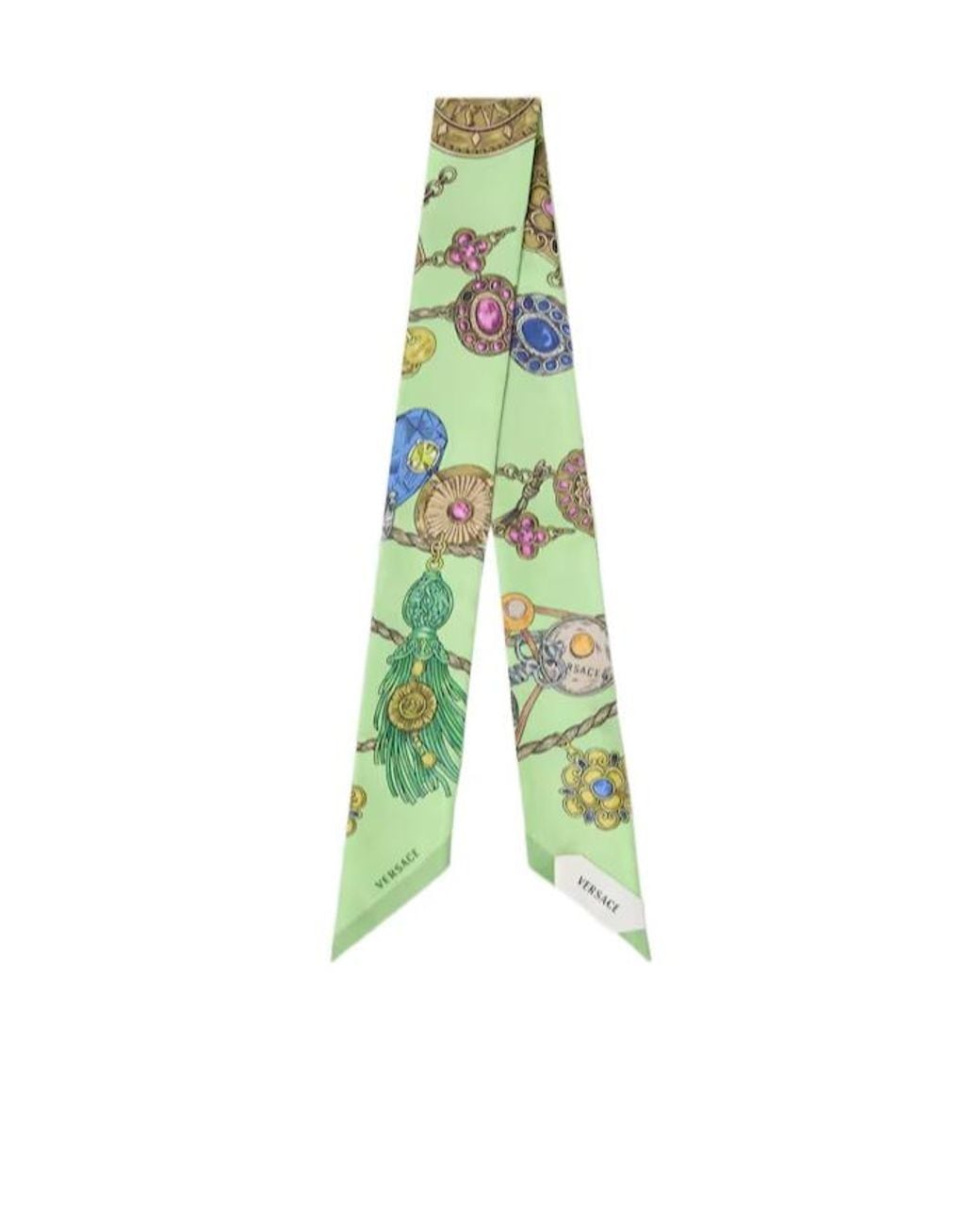 Versace Green Printed Silk Twill Ribbon for men