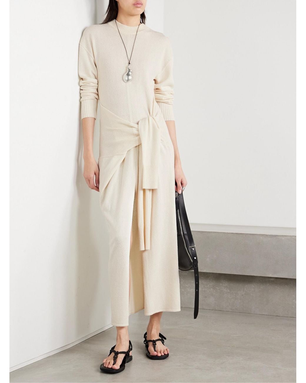 Proenza Schouler White Luca Tie-Detailed Silk-Blend Maxi Dress