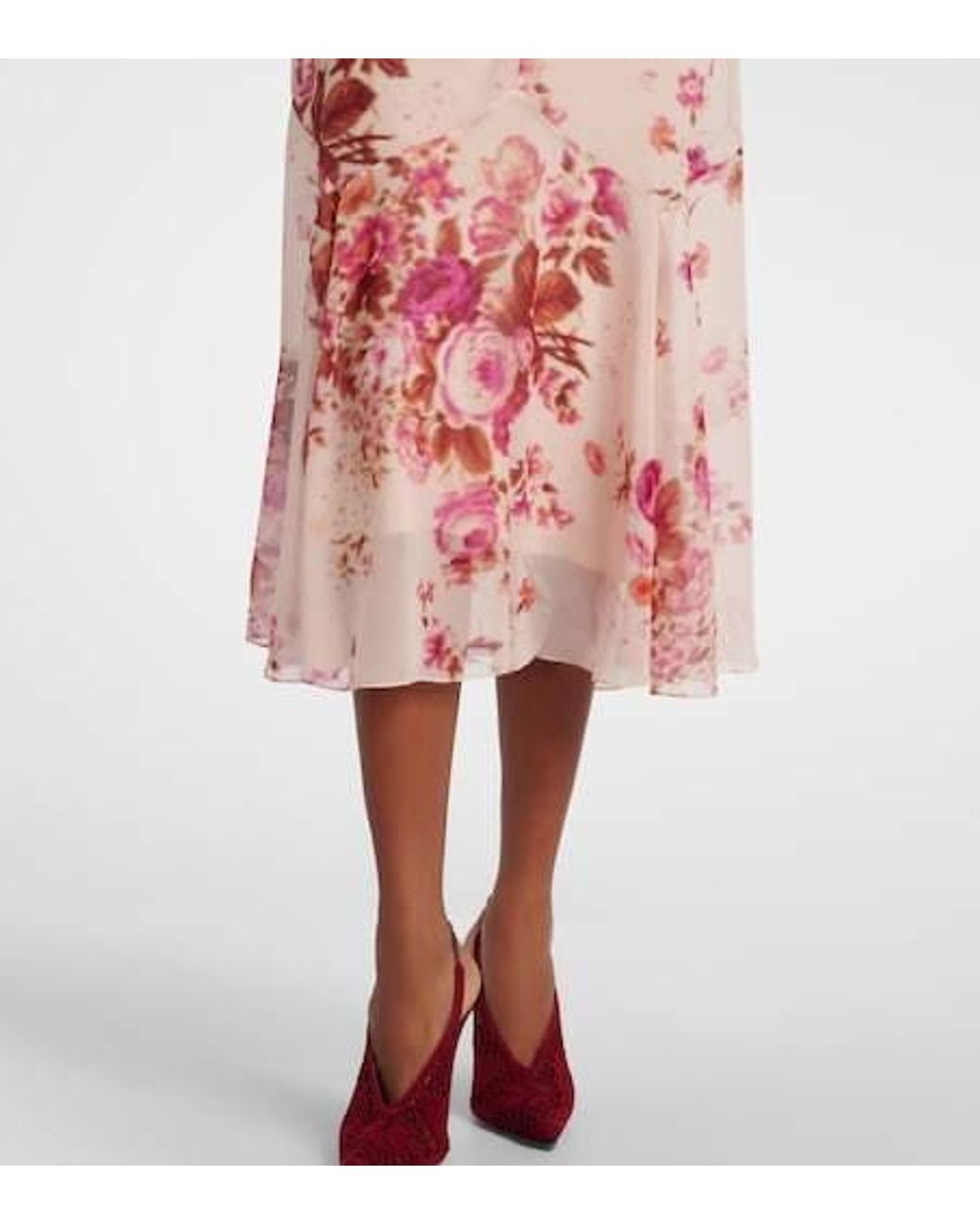 Erdem Pink Floral Silk Midi Dress
