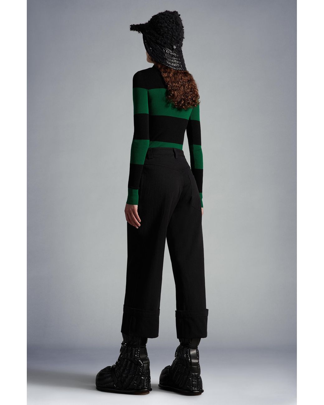 Moncler Black 1952 Button Detailed Wide Leg Trousers