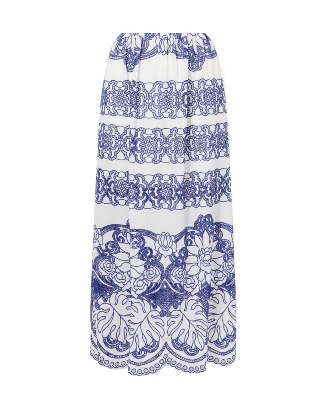 Borgo De Nor Blue Cotton-Blend Maxi Skirt