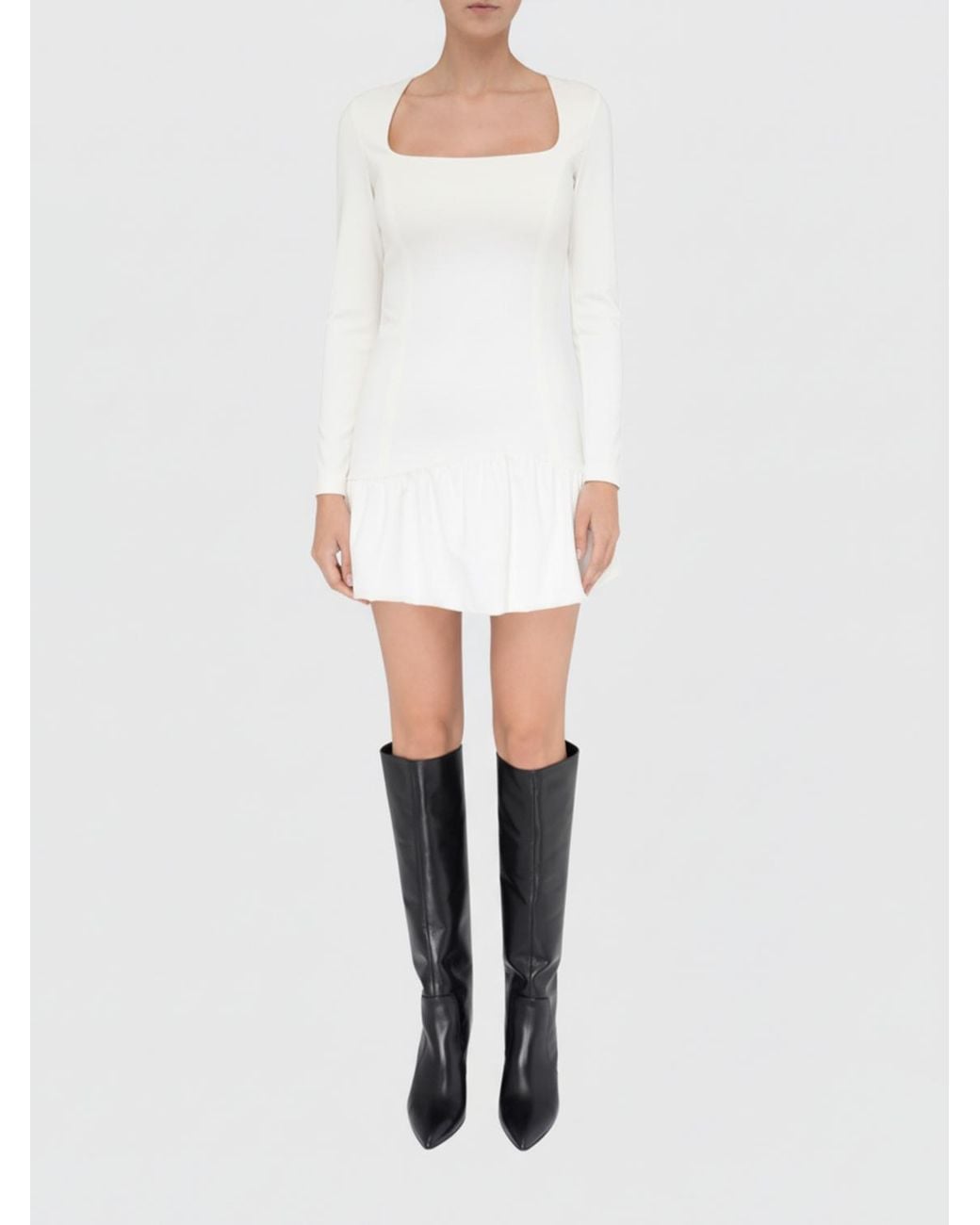 Pinko White Square-Neck Mini Dress