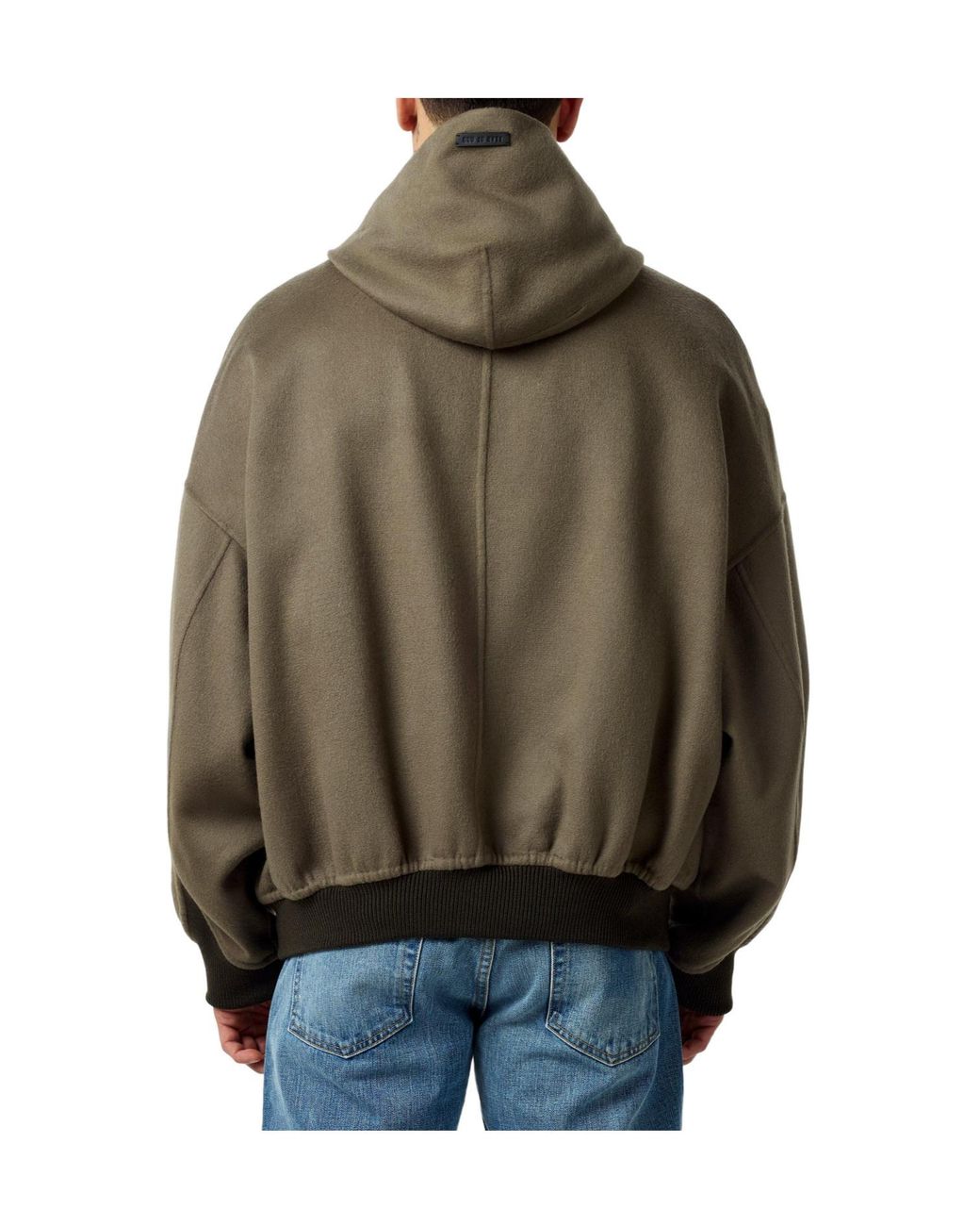Fear Of God Green Hooded Baseball Jacket for men