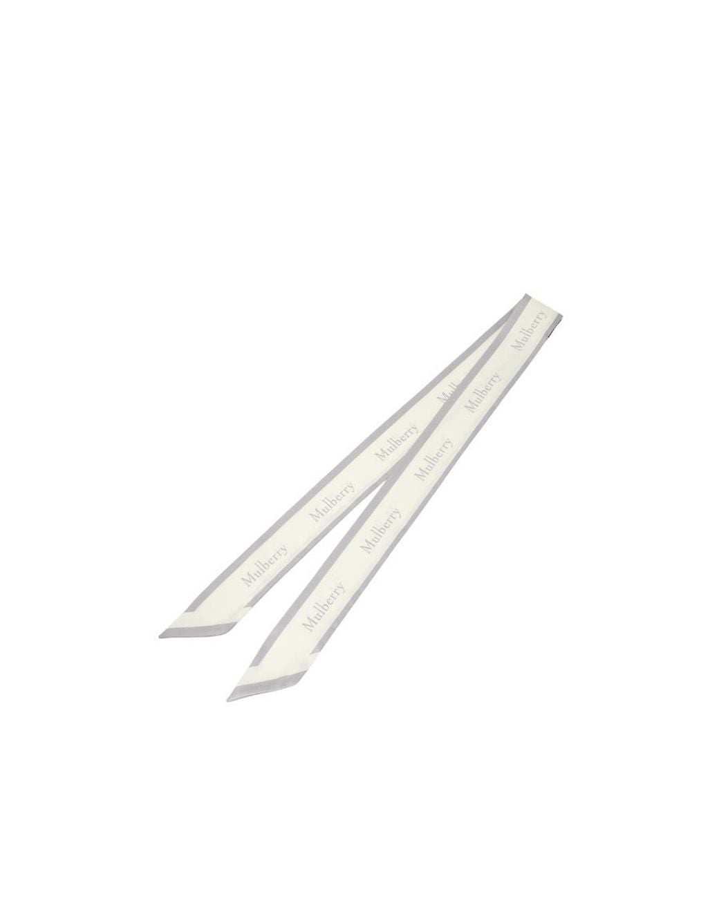 Mulberry White Logo-Border Skinny Scarf