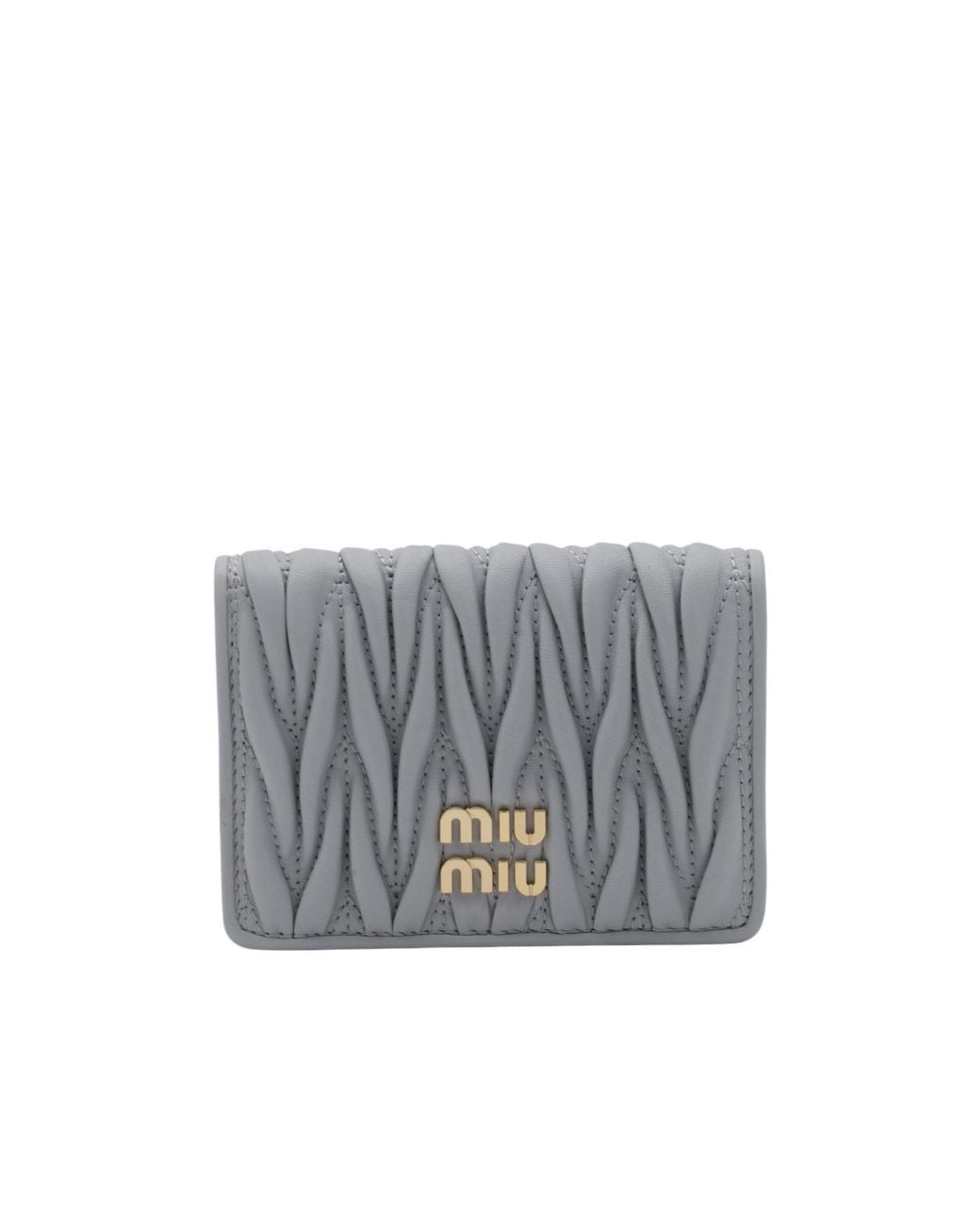 Miu Miu Gray Matelassé Logo Wallet