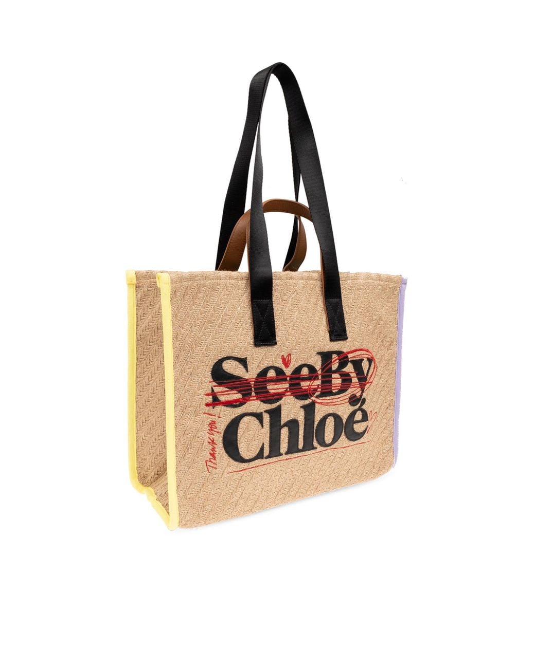 See By Chloé Natural See By Chloé Logo Patch Straw Tote Bag
