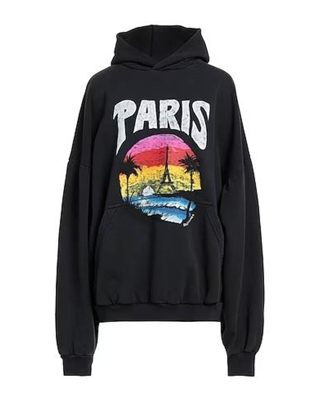Balenciaga Black Solid Color Hooded Sweatshirt