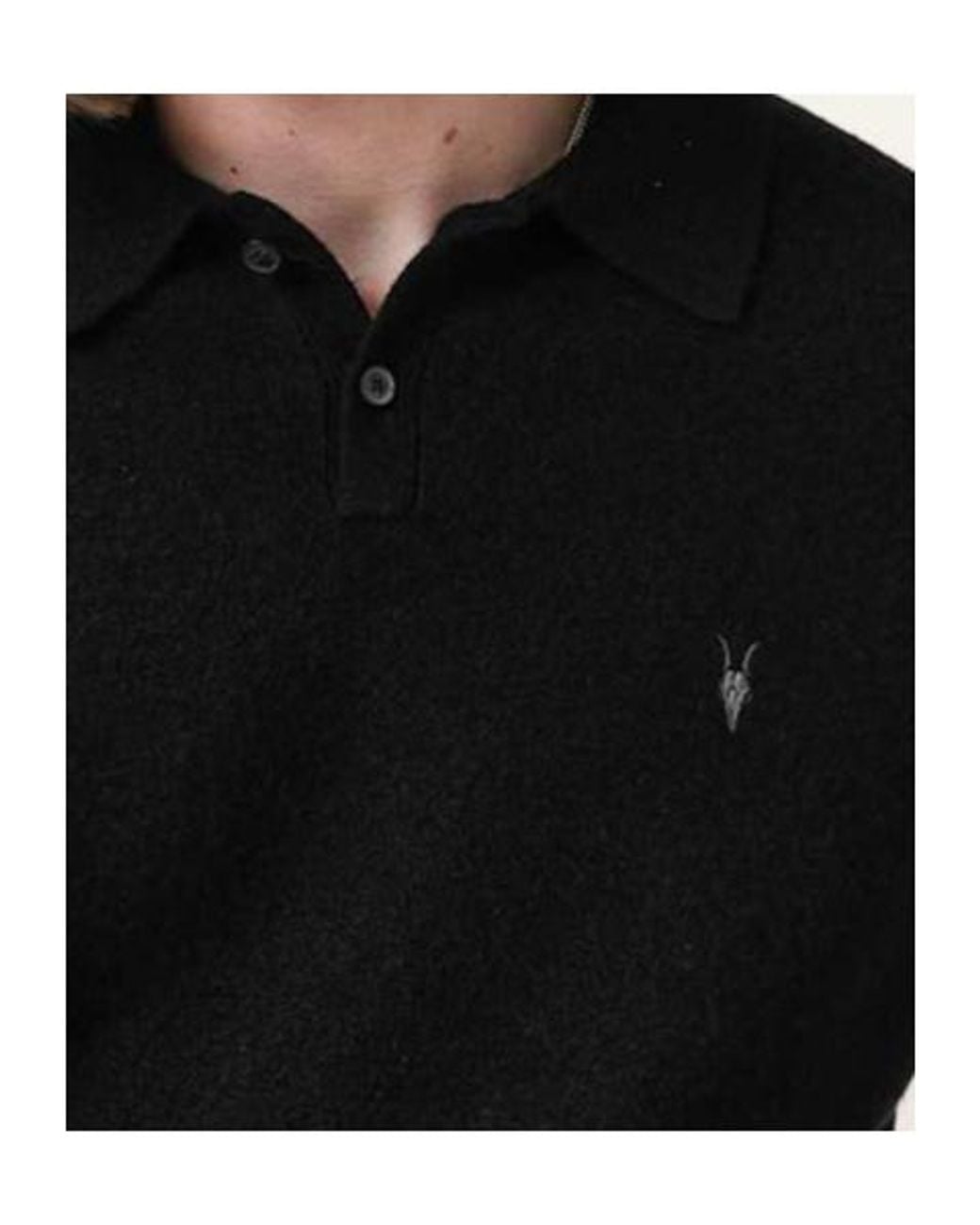 AllSaints Black Polo Knit Sweater for men