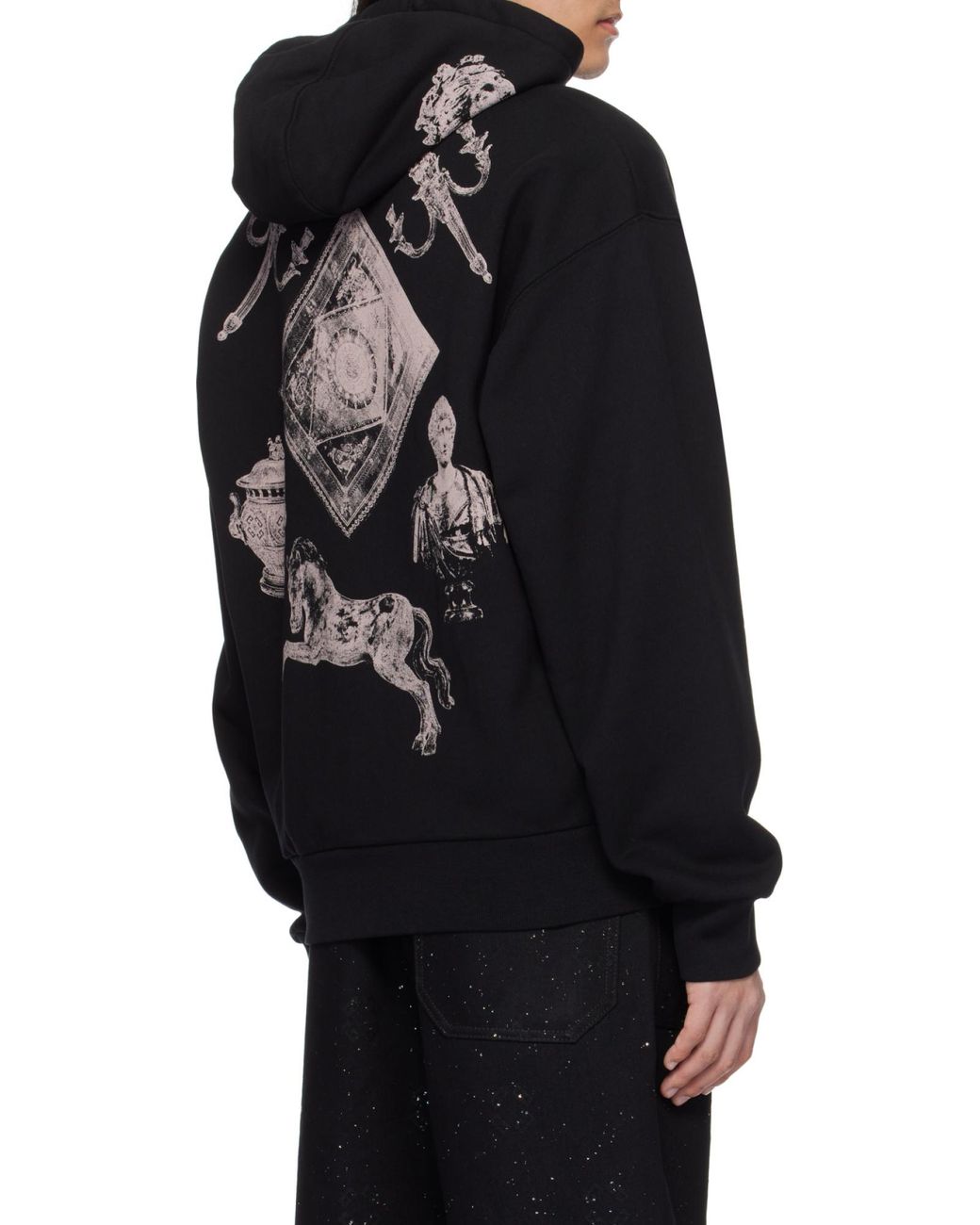 Givenchy Black Hubert Object Printed Zipped Hoodie for men