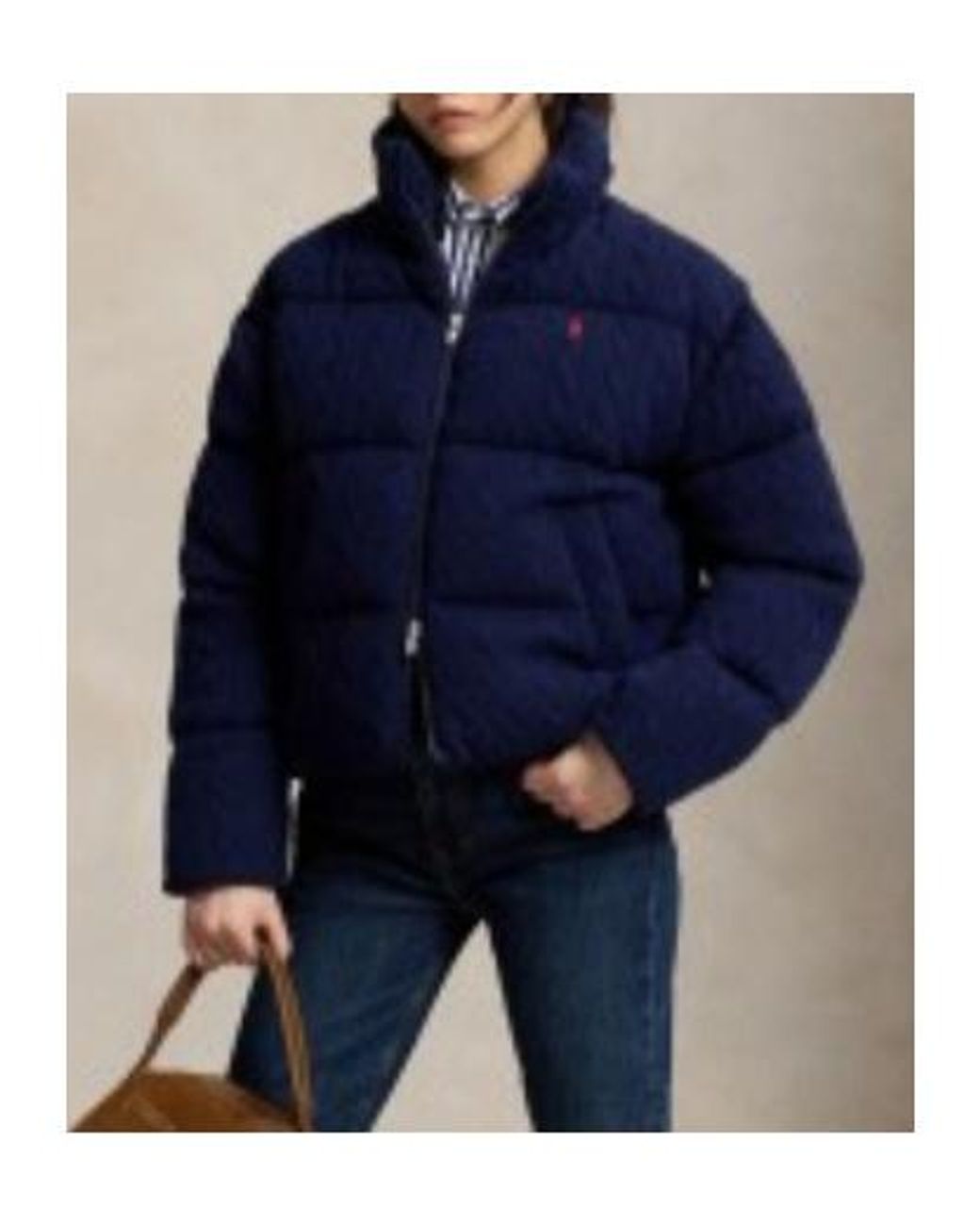 Polo Ralph Lauren Blue Cable-Knit Down Jacket