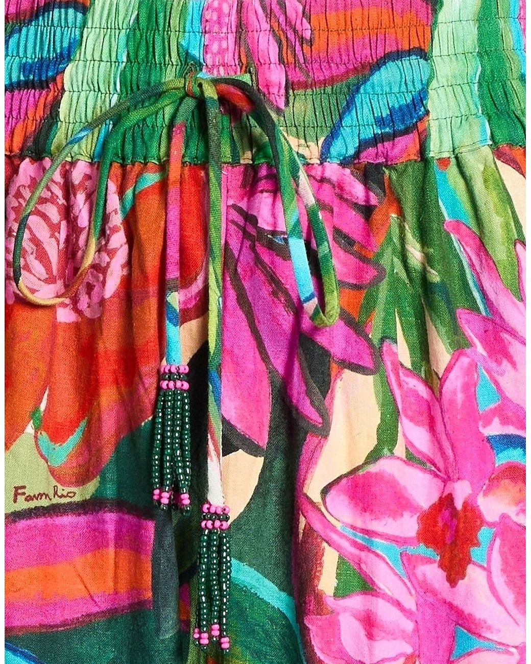 Farm Rio Green Floral Casual Pants