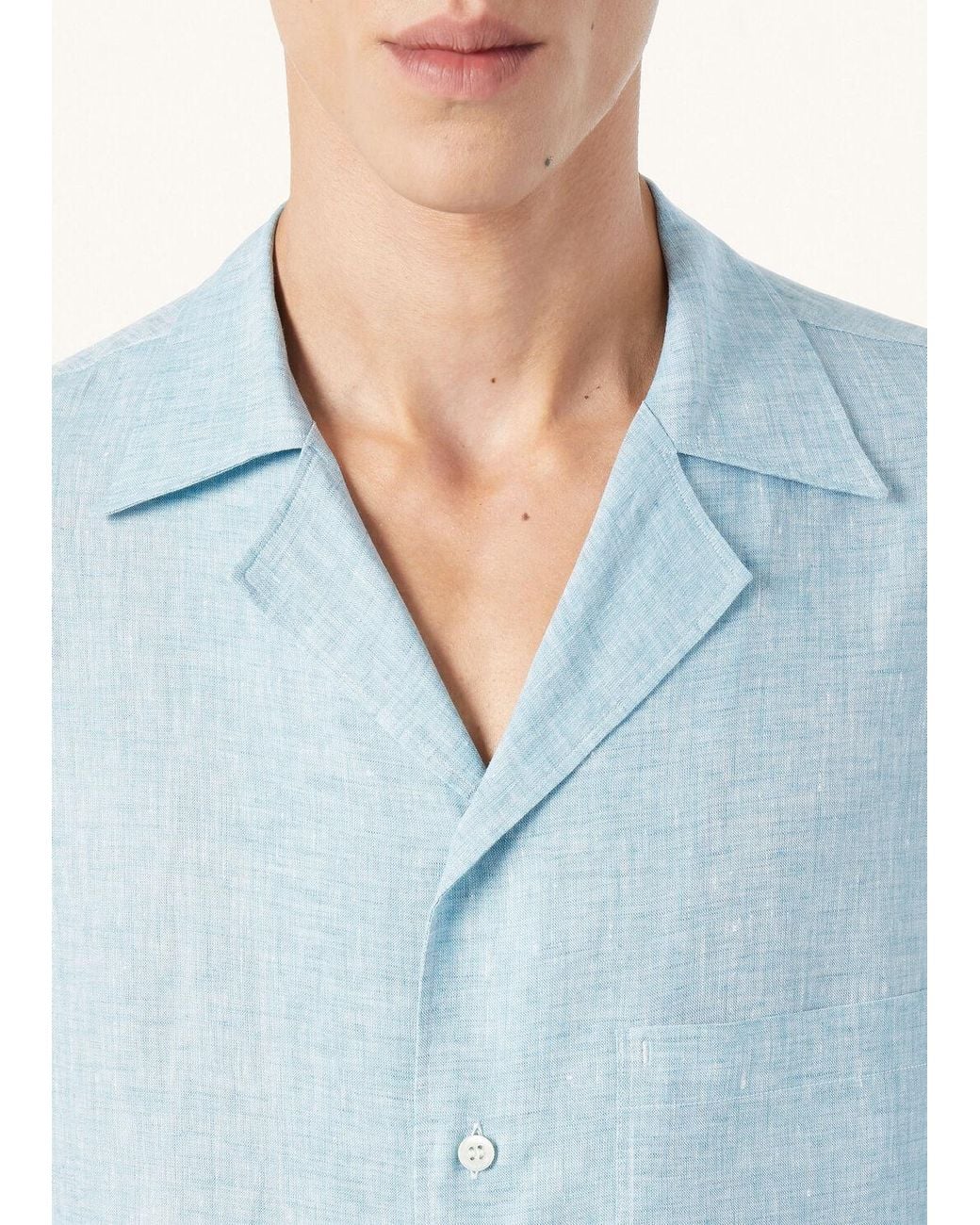 Loro Piana Blue Short-Sleeved Shirt for men