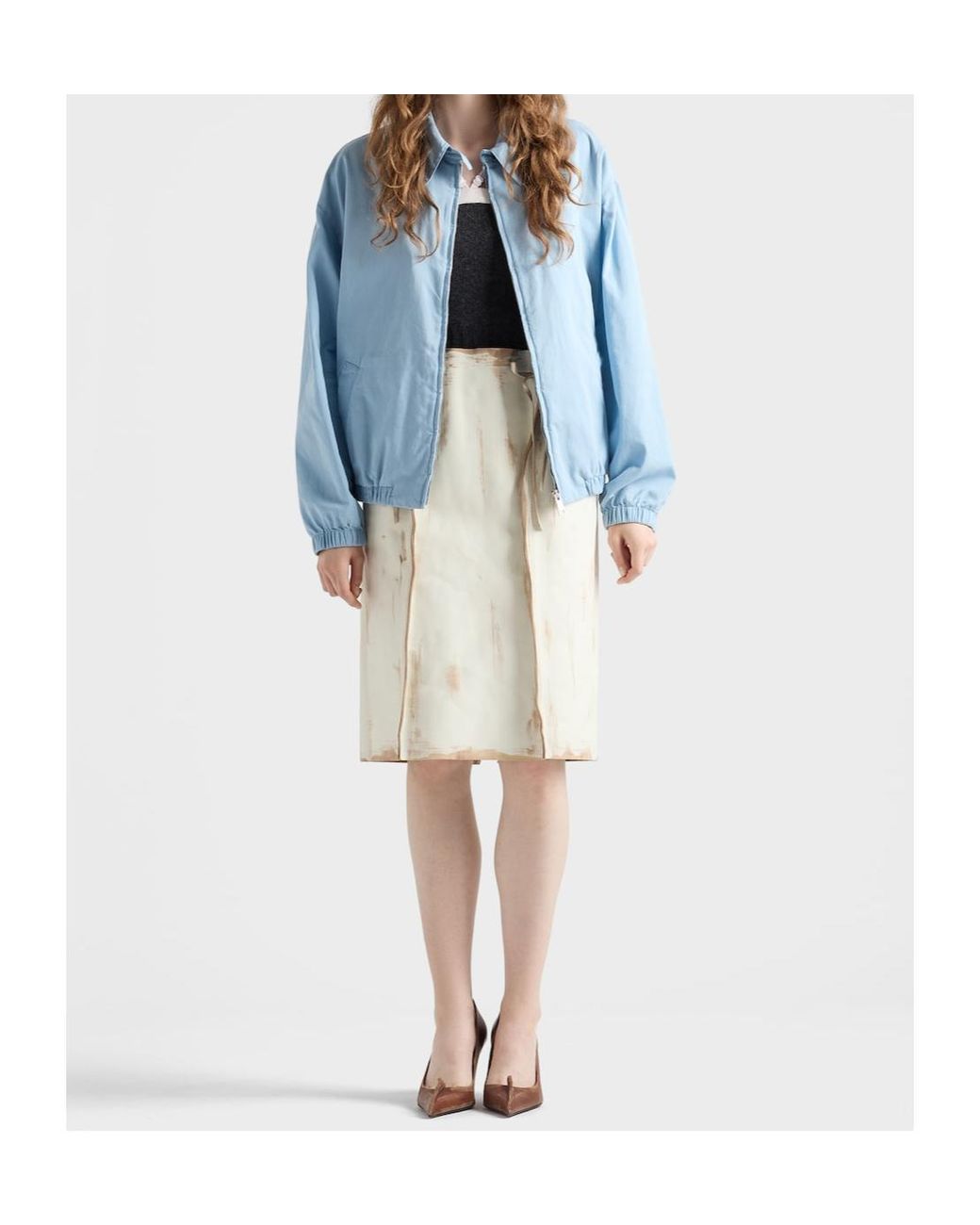 Prada Blue Long-Sleeved Zipped Jacket