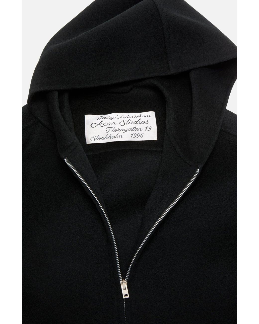 Acne Black Hooded Zip-Up Sweater for men